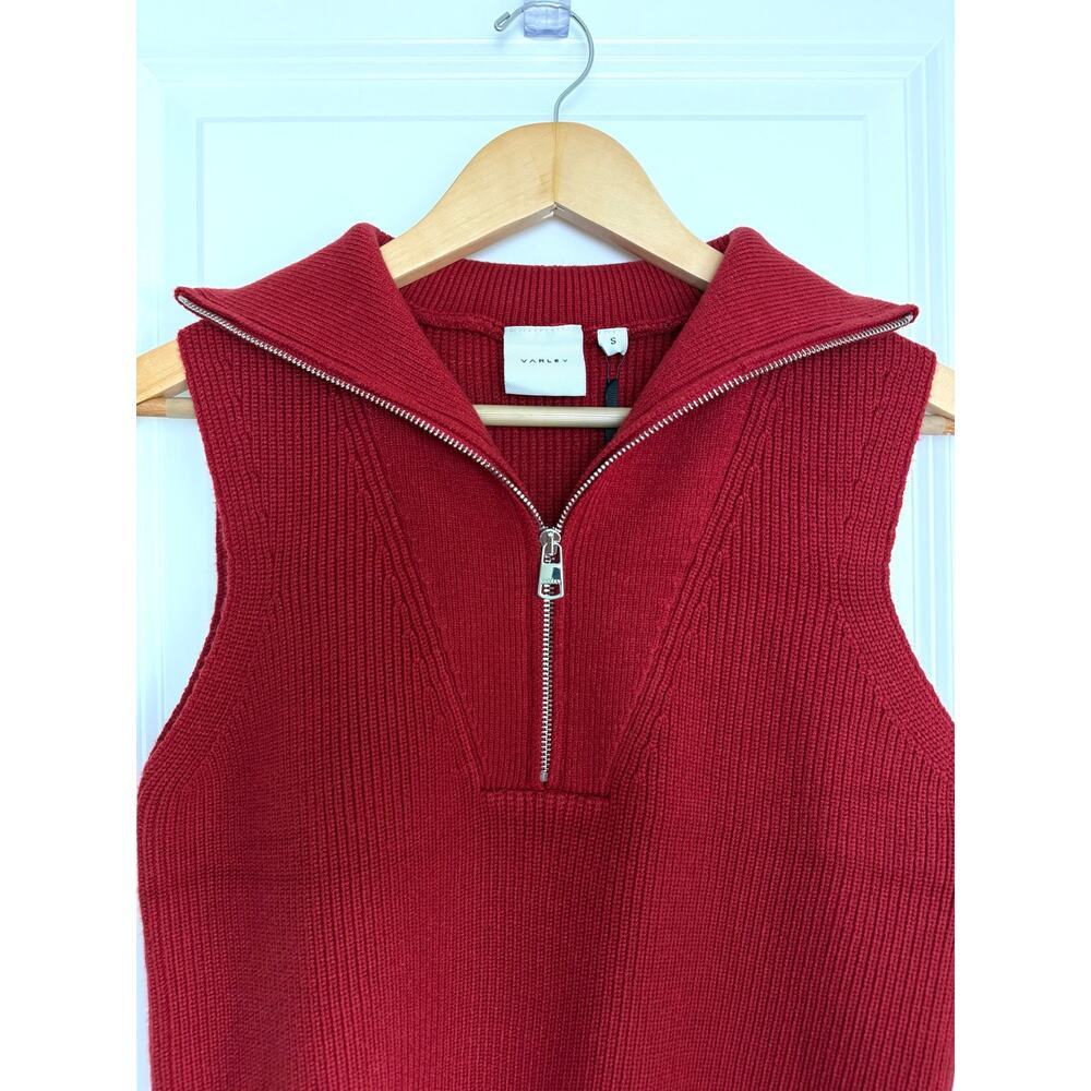 NWT Varley Amina Half-Zip Ribbed Sleeveless Knit Sweater Lava Falls Red Small - Picture 5 of 9